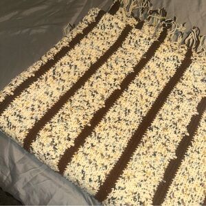Granny Afghan Crochet Knit Throw Blanket Fringe Brown Tan 68X72 Large Fall